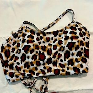 Cheetah print back tie bikini top